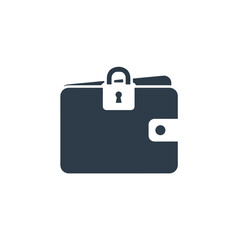 A dark blue wallet is secured with a white padlock, symbolizing financial security.