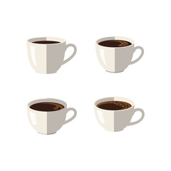 Four Coffee Cups A Minimalist Illustration