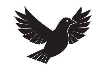 silhouette bird flying with wings spread set bundle on the white background