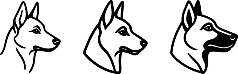 Belgian malinois dog head side profile outline vector