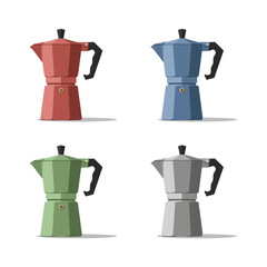 Colorful Moka Pots A set of four different colored Italian coffee makers