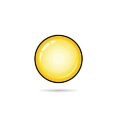 Shiny Yellow Circle Vector Illustration with Glossy Highlight and Shadow