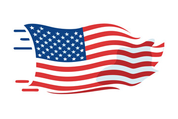 Fototapeta premium Waving american flag with motion lines and stripes
