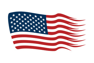 Fototapeta premium Stylized american flag waving with a dynamic flowing design