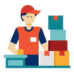 Warehouse Worker Preparing Packages – Logistics & E-commerce Operations

