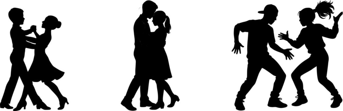 Silhouette Dance Trio - Ballroom, Salsa and Hip-Hop Poses.