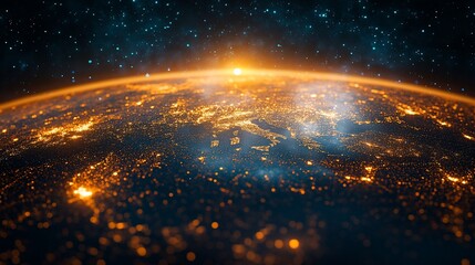 Spectacular View of Earth at Night from Space with City Lights