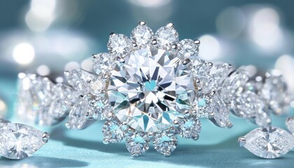 Fototapeta premium Luxurious Blue and White Diamond Jewelry Collection with Custom-Cut Sapphires - Exclusive diamonds jewellery design