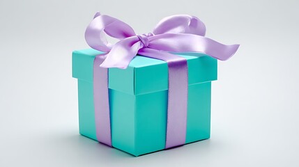 Obraz premium Gift box sits, wrapped in ribbon, on a white background. Suitable for marketing, design, or editorial use.