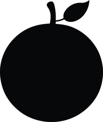 Fototapeta premium Black Silhouette of an Orange with Stem