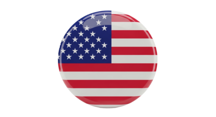 Round glossy badge with USA flag isolated PNG with Transparent Background