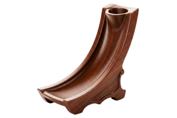 Wooden stand holder for a single traditional smoking pipe isolated on a transparent background