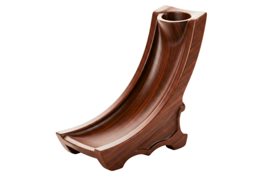 Wooden stand holder for a single traditional smoking pipe isolated on a transparent background
