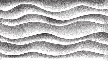 Minimalist Wavy Landscape with Dot Halftone Effect