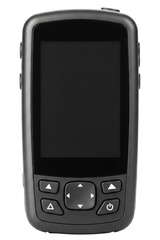 Modern car dashboard camera with a blank screen and controls isolated on a transparent background