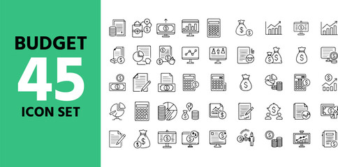 vector set of 45 Budget line Icon Set