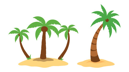 Obraz premium Beautiful Beach palm tree vector art design, tropical coconut tree clipart illustration with white background. 