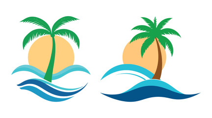 Obraz premium Beach Palm Tree Pattern Vector Seamless for Tropical on White Background