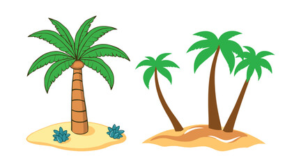 Palm Tree Line Art Vector with Simple Outline Design on white background. summer enojy tropical beach tree.