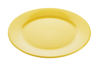 Bright yellow plate on a white background, ideal for food presentation and styling