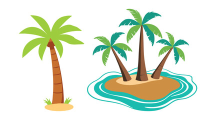 beach Style cartoon Palm Tree Vector design and summer Projects on white background.