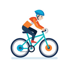 Flat and Minimal a cyclist riding a mountain bike icon vector illustration 