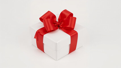 Elegant gift box with red ribbon bow