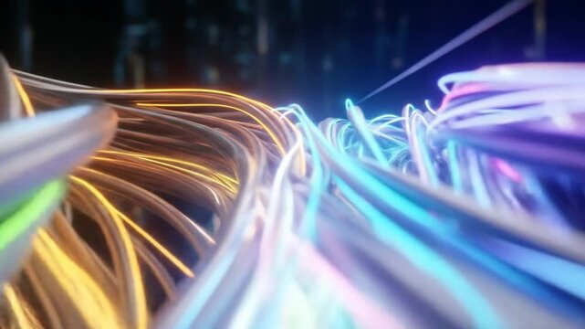 Different Colored Data Streams Weave Together into a Strong, Unified Cable in the Cloud