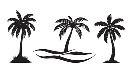Minimal Flat Palm Tree Vector for Tropical Design on white background.