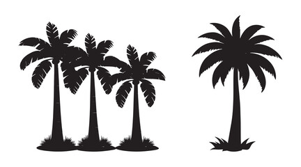 Tropical Palm Tree Silhouette Vector Isolated on White background