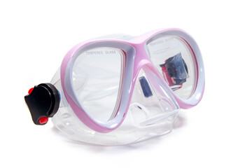 Diving mask and snorkel isolated on white background