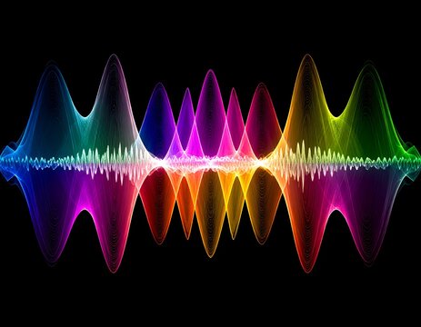 Colorful sound waves on a dark background