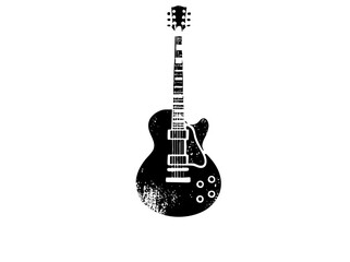 Fototapeta premium Vector Black electric guitar with detailed fretboard and body.