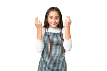 Young girl over isolated chroma key background with fingers crossing
