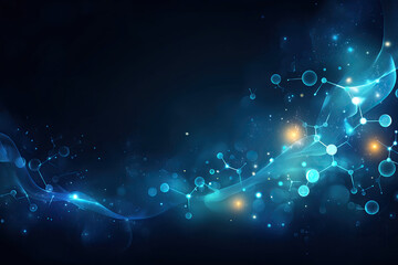 Ultra-Realistic Floating Molecular Forms with Neon Blue Highlights & Mist