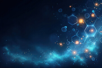 Ultra-Realistic Floating Molecular Forms with Neon Blue Highlights & Mist