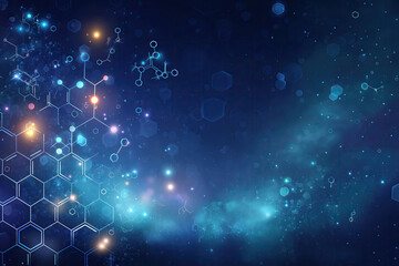 Ultra-Realistic Floating Molecular Forms with Neon Blue Highlights & Mist