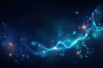 Ultra-Realistic Floating Molecular Forms with Neon Blue Highlights & Mist