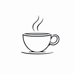 Obraz premium A warm, aromatic coffee or tea break in a cozy cafe, with steam rising from a ceramic mug on a saucer