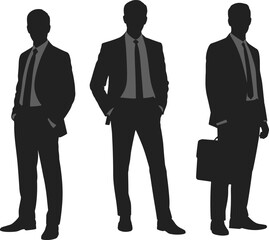 Businessmen in formal suits silhouette, professional men standing, corporate team concept, modern executive figures, career and success symbol