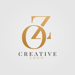 OZ or ZO lettermark logo design in gold
