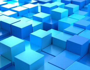 Abstract 3D blue cubes (1)