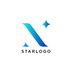 Star Logo with Geometric Letter N and Sparkles