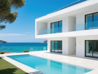 Fototapeta premium Modern seaside villa with swimming pool