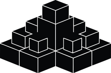 3d building blocks silhouette vector illustration