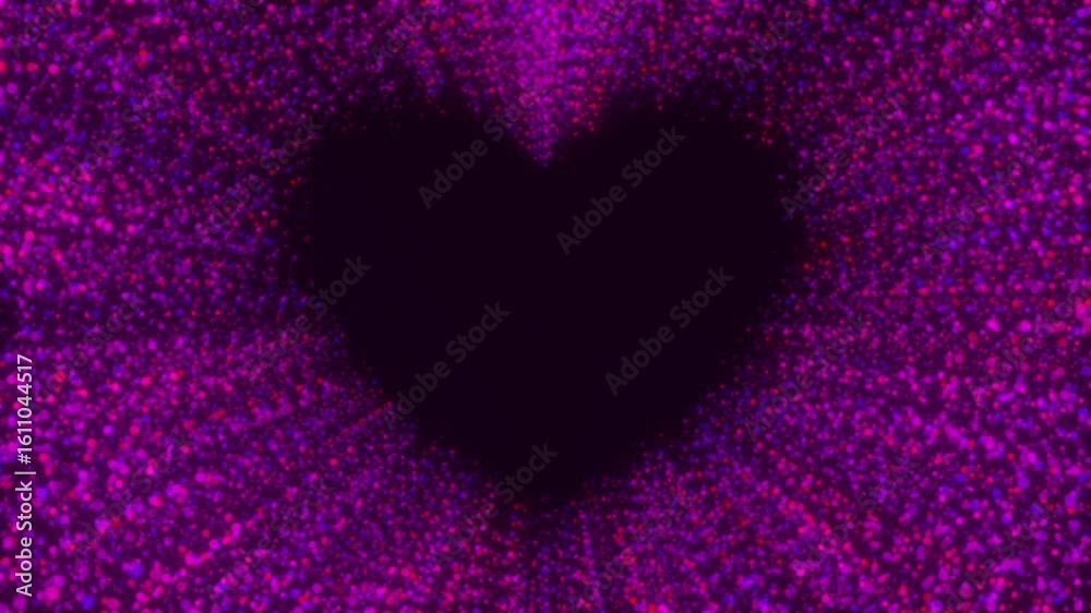 Poster heart particle tunnel. computer generated 3d render