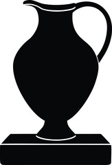 pottery jug on pedestal vase amphora silhouette vector illustration