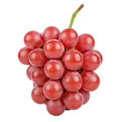 Bunch of fresh red grapes with a green stem a healthy and juicy organic raw fruit snack