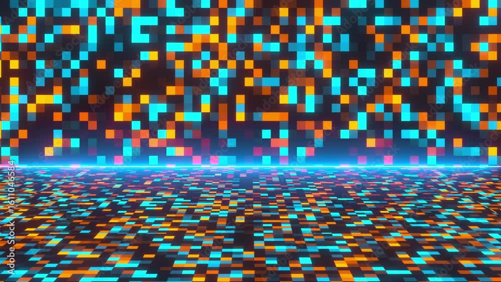 Poster abstract technology background with blocks. computer generated 3d render