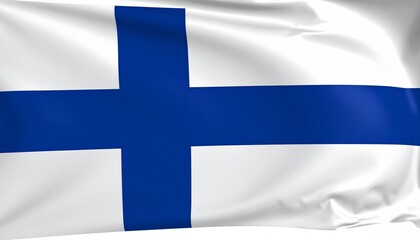 Finland flag tribute in crisp minimalist layout, blue Nordic cross on white field, centered geometric composition, symbolic focus on national pride, unity, and cultural clarity.
